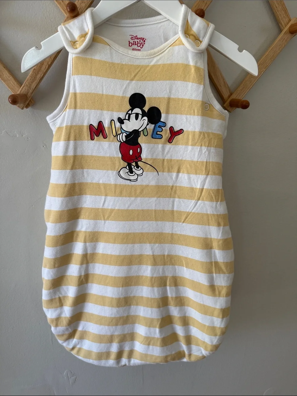 Disney Baby Primark Mickey Mouse Sleep Sack 0-6M Yellow Stripe Wearable Blanket